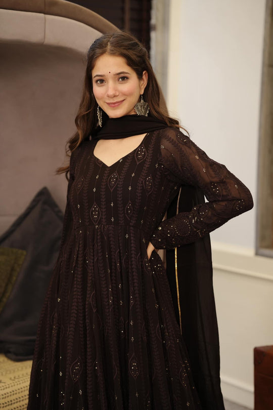 Anarkali Suit β Embroidered Georgette with Sequin Work