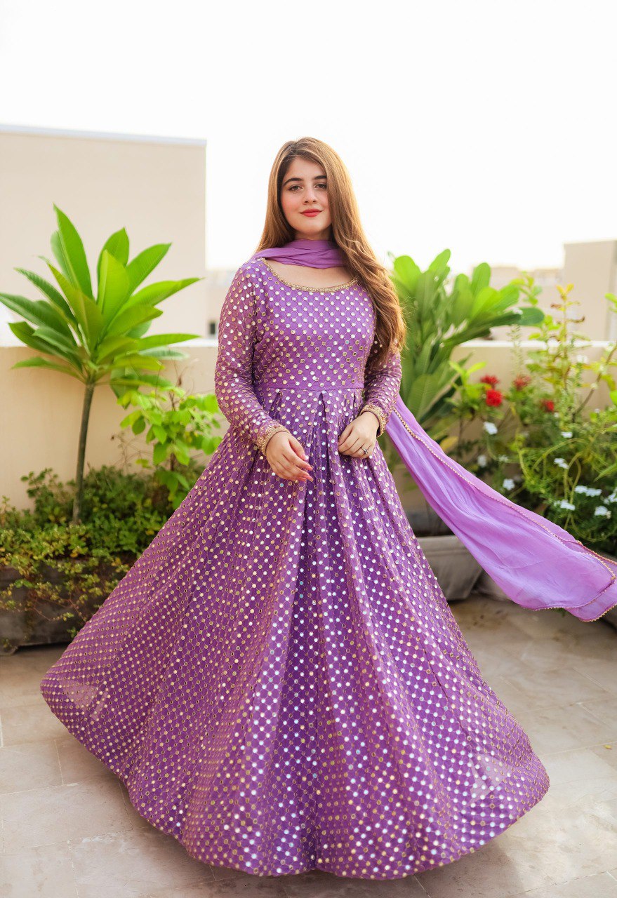 PURPLE COLOURED ANARKALI SUIT SET