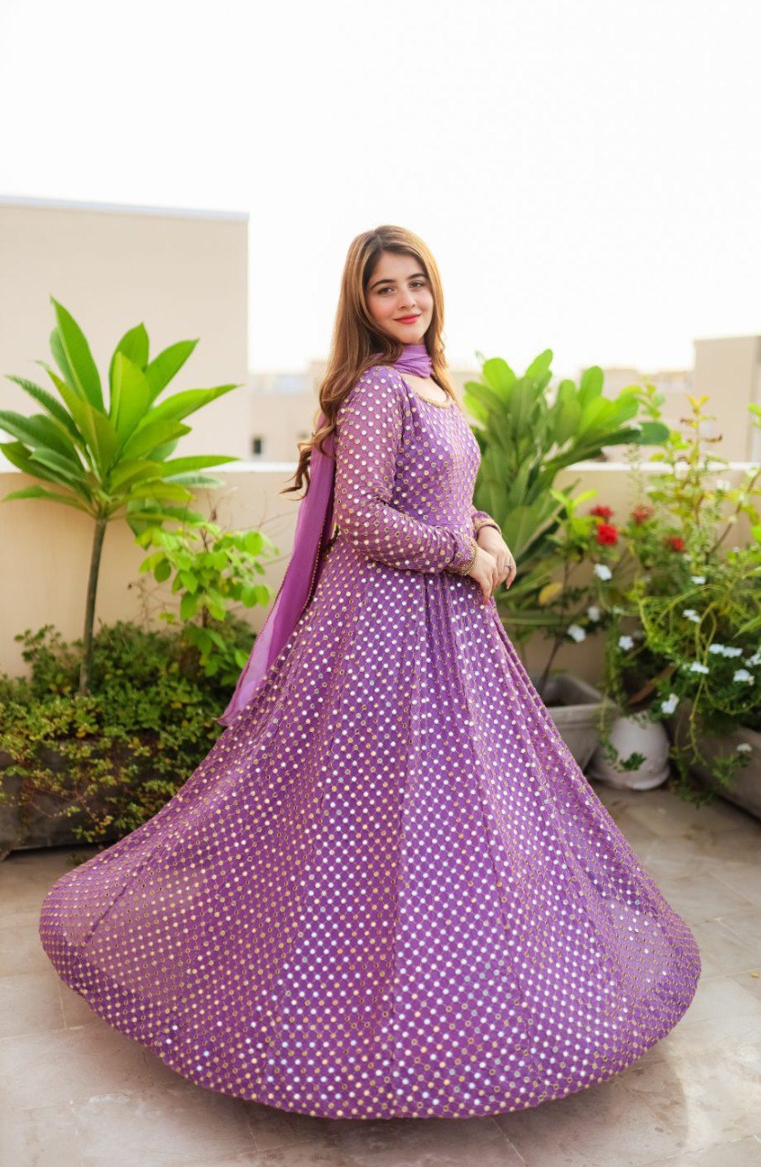 PURPLE COLOURED ANARKALI SUIT SET