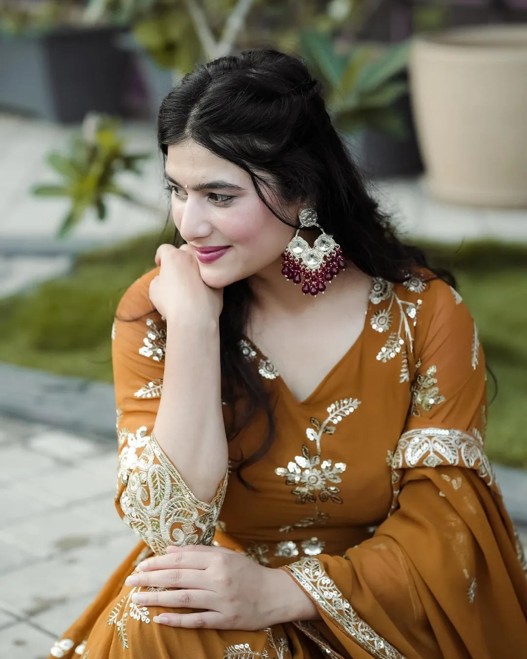 BROWN COLOR ANARKALI SUIT SET SC 146