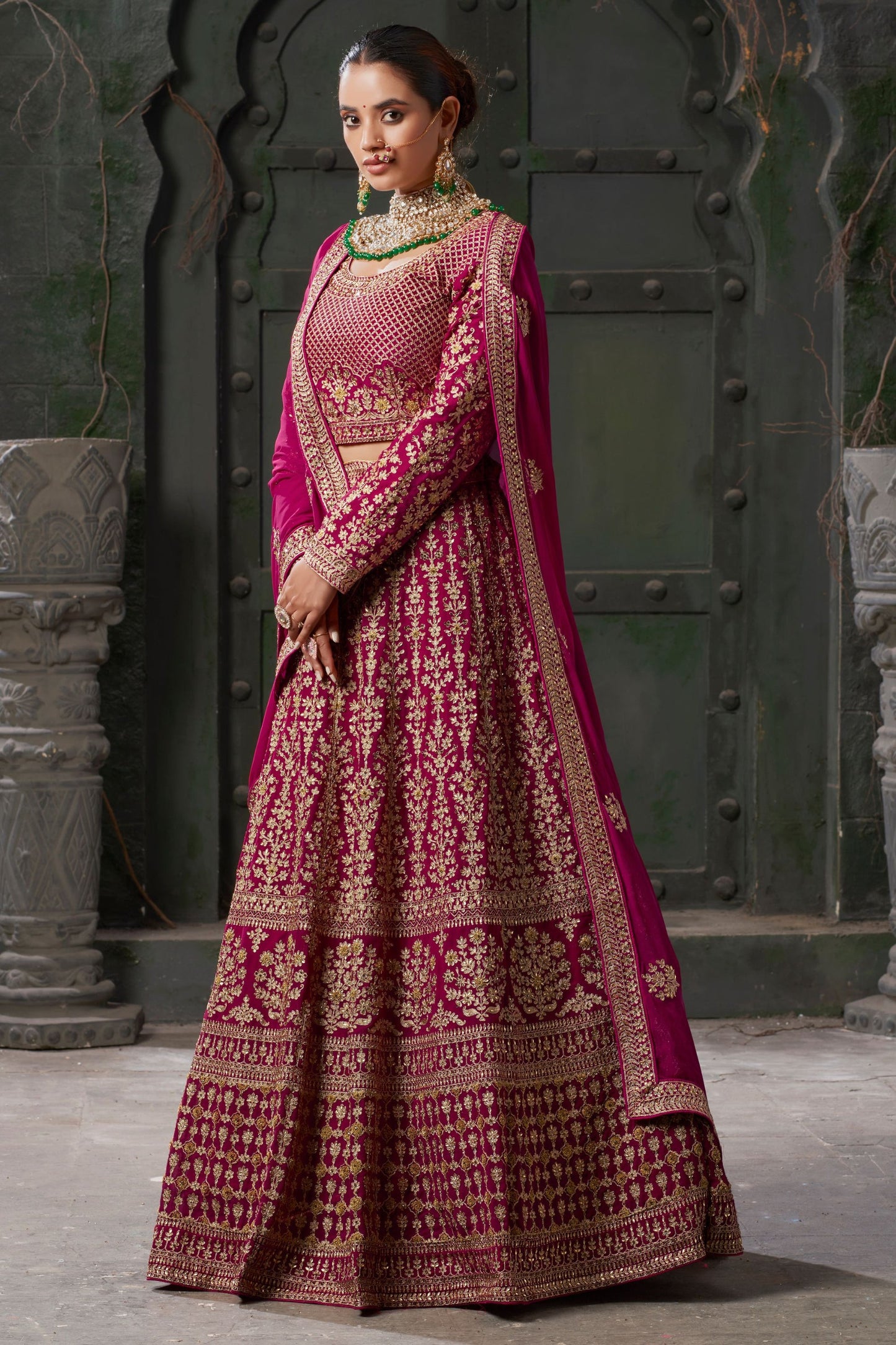 Pink Georgette Lehenga Choli For  Festival &  Wedding - Embroidery Work, Zarkan Work, Codding Work.