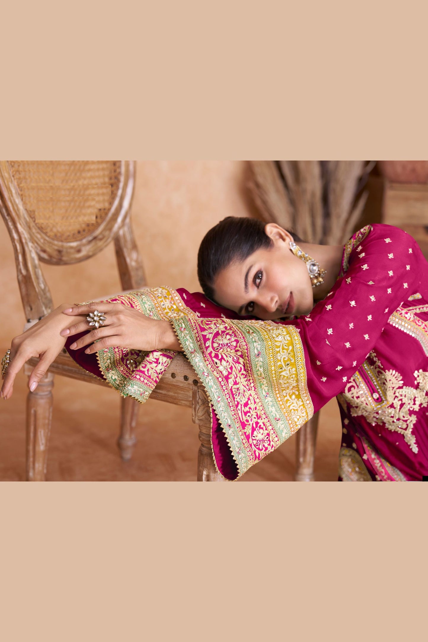 Yellow Chinon Plazo Suit For Indian Festivals & Weddings - Embroidery Work