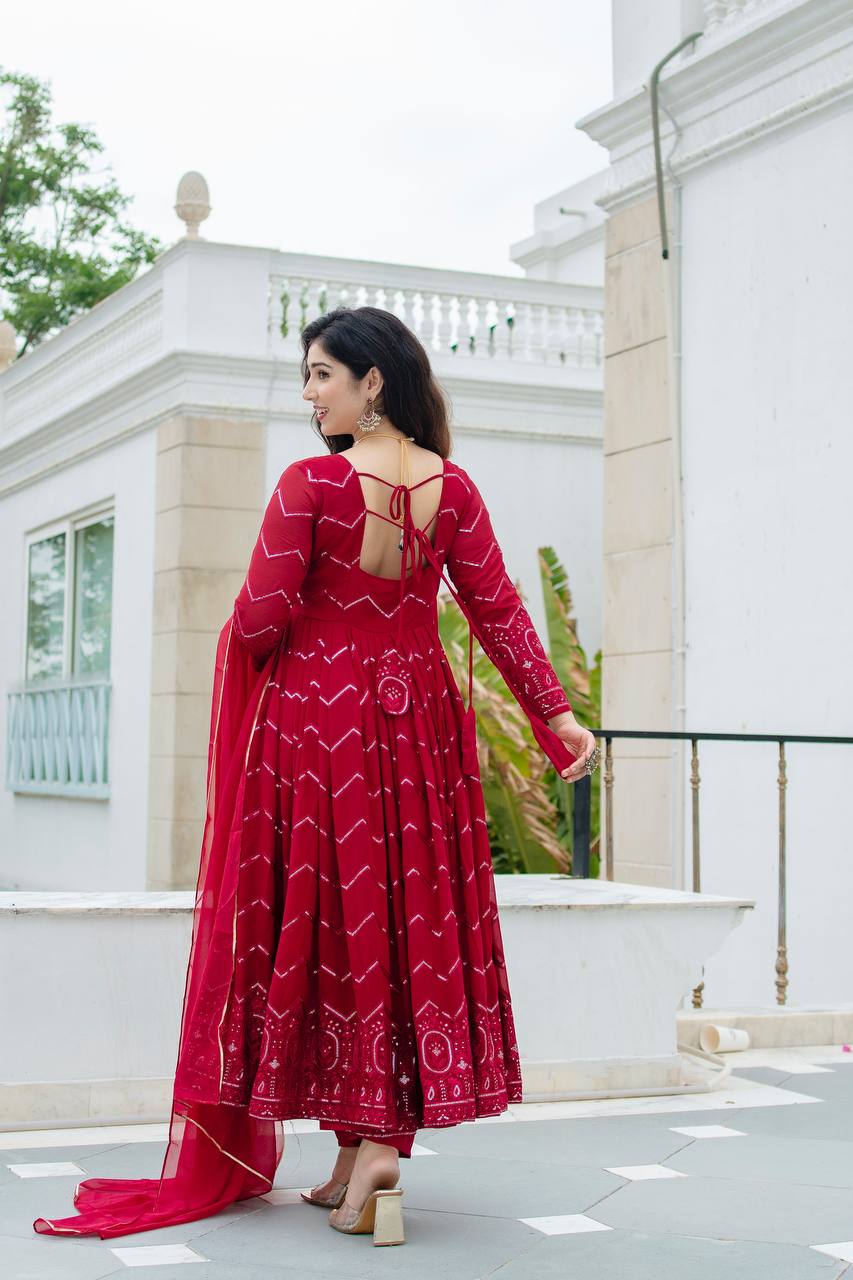 MARRON COLOURED ANARKALI SUIT SET