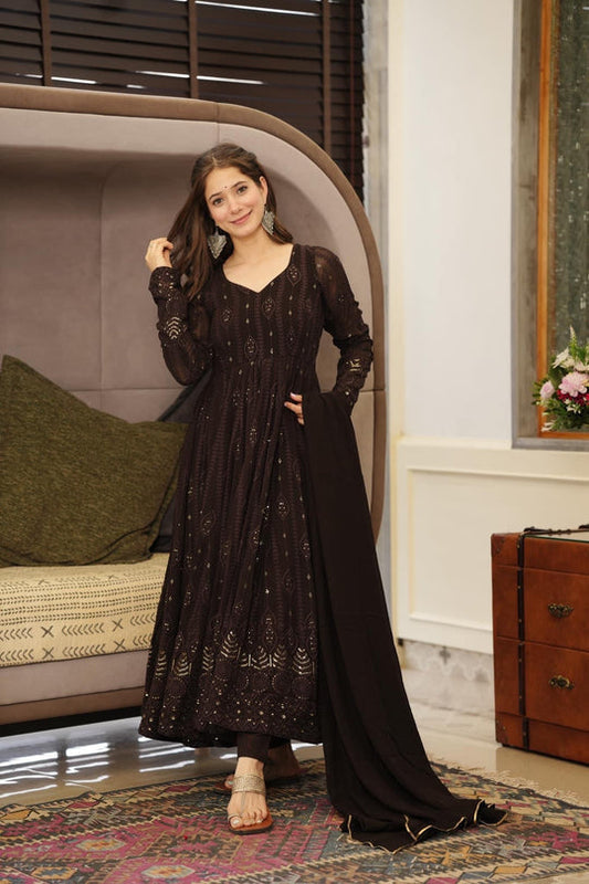 Anarkali Suit – Embroidered Georgette with Sequin Work