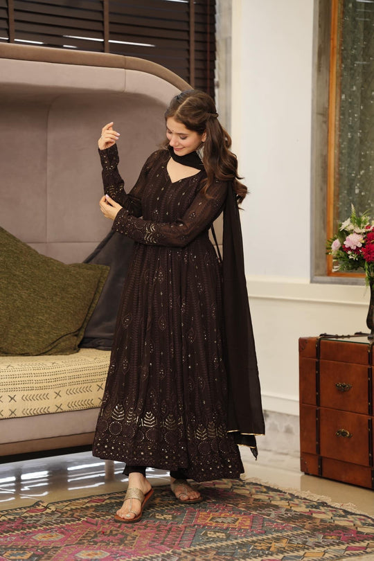 Anarkali Suit – Embroidered Georgette with Sequin Work
