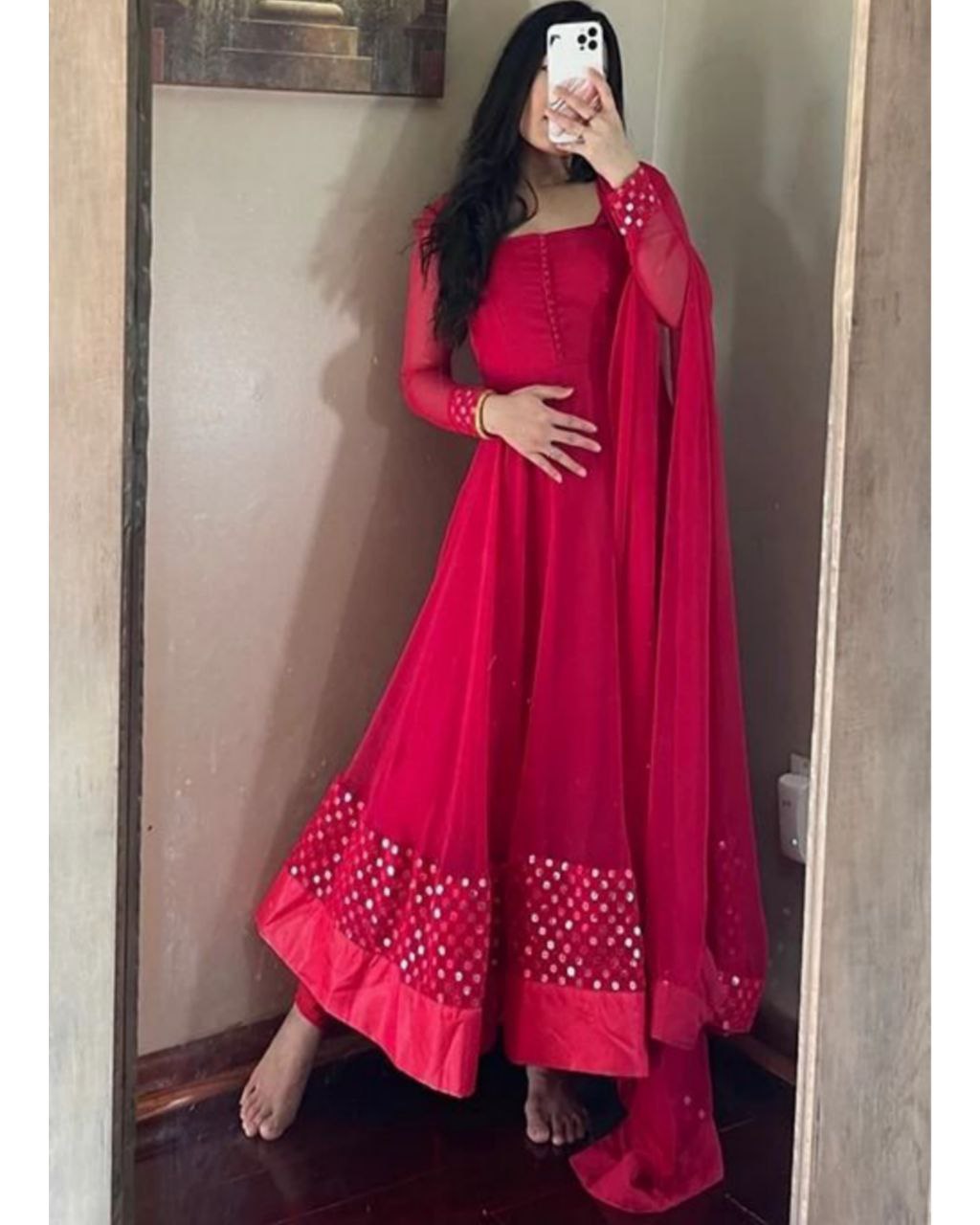 Alluring White Pure Georgette Embroidery Work Anarkali Suit With Dupatta